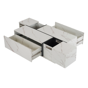 Rectangular Sliding Top Coffee Table 2 Drawers 2 Hidden Storage 47.2 FCJ for Farmhouse Japanese Living Room Tea Table Design