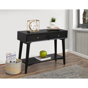 HMS 42\" Black Floor Console Table with Shelves Drawers Versatile Furniture for Entry Living Room Hotel Bedroom Farmhouse