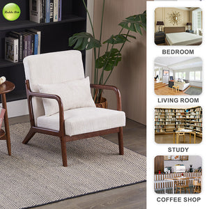 In Stock Modern Nordic Upholstered Accent Living Room Chair Solid Wood Lounge Chair For Coffee House Reading Room Armchair 5373