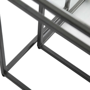 Set of Two Clear and Black Glass Nested Tables with Square Metal Frame HMS Coffee Tables