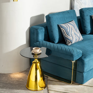 Modern Glass Sofa Side Table Beside Corner Table Living Room Balcony Gold Metal Round Coffee Table