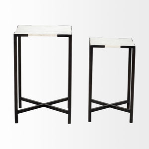 HMS 24\" Farmhouse-Style Marble End Table for Home Office Hotel Bedroom Entry Dining or School with Versatile Usage