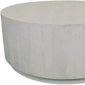 42\" HMS Rustic White Solid Wood Round Distressed Coffee Table