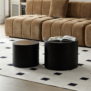 Welfel FCJ Convertible Round Scandinavian Design Coffee Table Living Room Furniture with Metal Frame Set