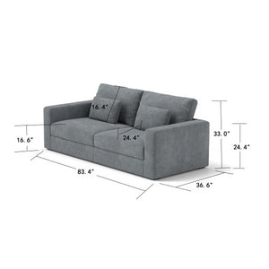 83" Modern 3-Seater Genuine Leather Sofa Couch for Living Room Detachable Cover with Double Cushioning Haze Filled Sponge
