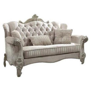 HMS 69 Ivory Chesterfield Loveseat with Toss Pillows 2-Seater Home Furniture for Living Room Apartment Washable Sponge Filled