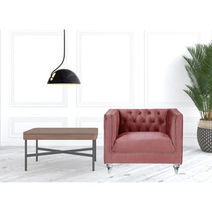 HMS 39 Pink Black Velvet Tufted Arm Chair Contemporary Home Office Bedroom Furniture Comfortable Reclining Massage for Bar