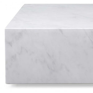 HMS 35 White Genuine Marble and Brass Square Coffee Table