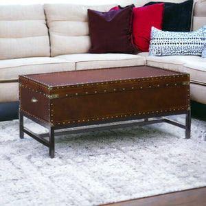 HMS 42\" Rectangular Coffee Table in Brown Manufactured Wood and Metal
