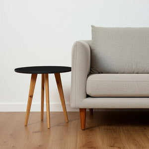 HMS Set of Two 20\" Nordic Style Round Nested Tables Wood Brown and Black Living Room Furniture