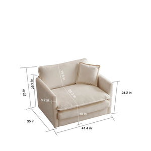Modern Accent Chair with Ottoman Living Room Club Chair Chenille Upholstered Armchair Reading Chair for Bedroom