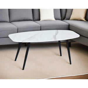 HMS 43\" Coffee Table in White and Black Faux Marble with Steel Stylish and Durable