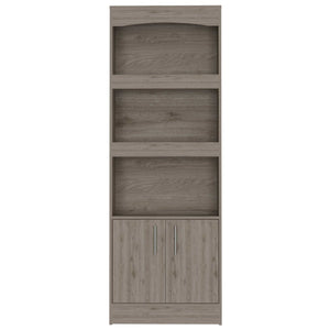 HMS 71 Three-Tier Bookshelf with Two Doors Foldable Living Room Furniture for Home Office Workshop Bedroom Application