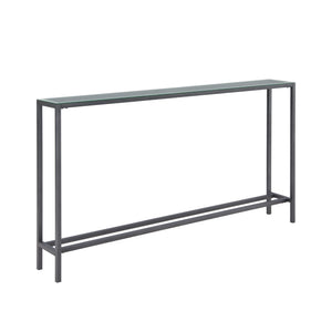 HMS 56 Silver Gunmetal Mirrored Glass Console Table Contemporary Home Furniture for Living Room Bedroom Hotel Entry Decoration