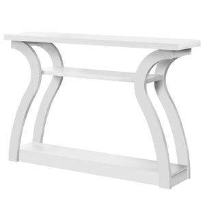 HMS 47\" Luxury White Floor Console Table Mirrored Shelves Entry Living Room Hotel Bedroom School Luxury Rustic Panel Storage
