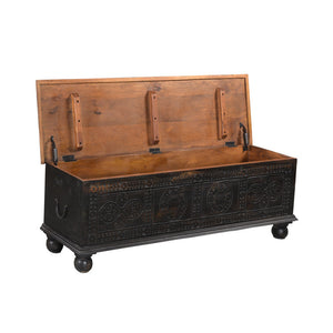 54\" HMS Black Solid Wood Distressed Lift Top Coffee Table