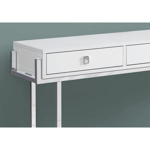 HMS 48\" White Silver MDF Console Table Drawers Accent Rustic/minimalist for Entry Villa Living Room Hotel Bedroom Rustic Decor