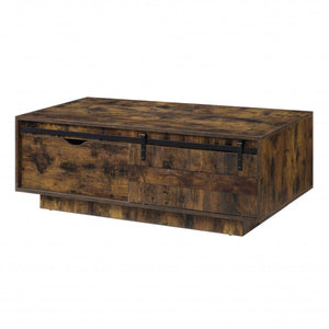 HMS 47\" Coffee Table with Drawer and Shelf Brown and Black Melamine Veneer Wood Material