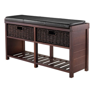 Colin Cushion Bench with Baskets for Entryway Shoe Racks