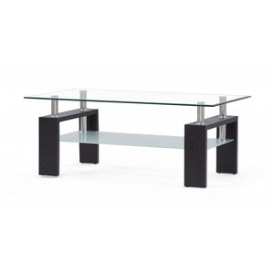 HMS 43\" Elegant and Modern Square Glass Coffee Table with Shelf for Home Office Dining School Hospital Villa