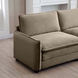 Modern 4-Seater U-Shape Corduroy Sofa Premium Soft Fabric with 2 Ottomans for Living Room