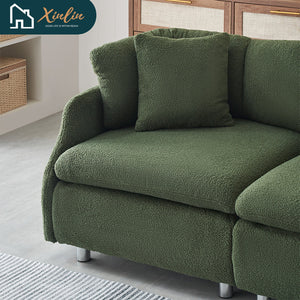 Modern 95.3-Inch Velvet Sofa With Two Throw Pillows Spacious and Comfortable Three-Seater Free Shipping