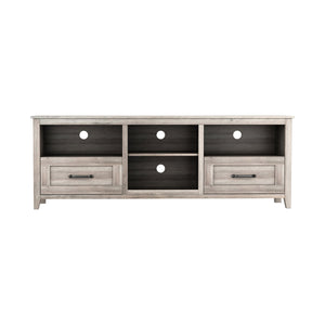HMS 70 Modern Minimalist Gray Wood Enclosed and Open Storage LED TV Stand for Farmhouse Living Room Cabinet