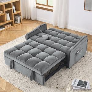 Loveseats Sofa Bed with Pull-out Bed,Back and Two Arm Pocket,Type C and USB Charging