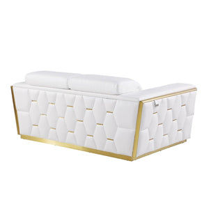 HMS 70 White Silver Italian Leather Chesterfield Loveseat High-End Home Furniture for Living Rooms Genuine Leather Sponge