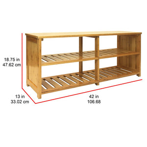 Oceanstar 10-Pair Bamboo Shoe Rack Bench Entryway Storage Bench