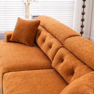 LY-029 Orange 4-Seater Combined Sofa Wood Grain Chenille Fabric Full Sponge Compression Orangutan Home Furniture Apartment FCJ"