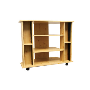 HMS 35 Luxury Modern Minimalist Open Shelving TV Stand Brown Wood Panel for Living Room or House Home Furniture