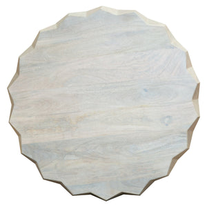 HMS 32\" Durable Block Coffee Table Off-White Solid Wood Traditional Antique Style Modern Simple Design for Living Room Tea Use