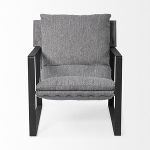 HMS 35 Wingback Chair in Gray and Black Fabric Elegant Living Room Furniture