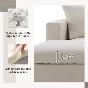 100.4*64.6" Modern Sectional Sofa,L-shaped Couch Set with 2 Free Pillows,4-seat Polyester Fabric Couch Set with Ottoman