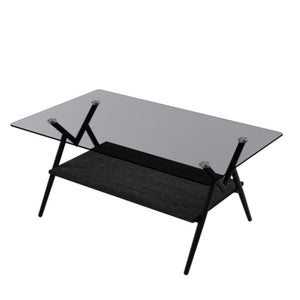 39.3 Inch Modern Glass Top Selling Tea Table with Drawer , 2 Tier Coffee Table Stainless Steel Frame