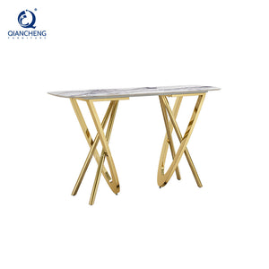 Italian Marble Mdf Wooden Console Table Modern Luxury Design Gold Stainless Steel Entryway Console Tables Living Room Furniture
