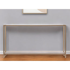 HMS 56\" Clear and Gold Glass Mirrored Frame Console Table with Shelves Elegant Home Décor Console Tables
