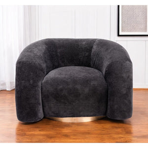 HMS 37 Black and Gold Faux Shearling Arm Chair with Upholstered Accent Elegant Living Room Furniture