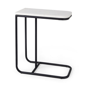 HMS 23\" Black and White Marble Console Table with Metal C Elegant End Table