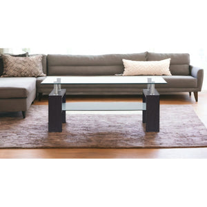 HMS 43\" Elegant and Modern Square Glass Coffee Table with Shelf for Home Office Dining School Hospital Villa