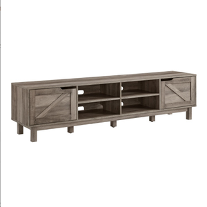 FCJ Modern Rustic Barndoor Open-Storage TV Console Wooden TV Shelf for Farmhouse Living Room for TVs up to 80 Inches