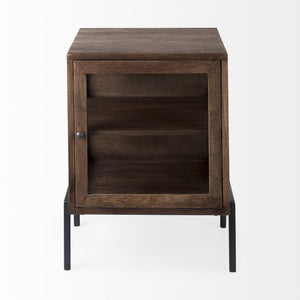 HMS 24\" Brown Solid Wood Square End Table Convertible Farmhouse Style Living Room Side Table