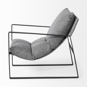 HMS 35 Wingback Chair in Gray and Black Fabric Elegant Living Room Furniture