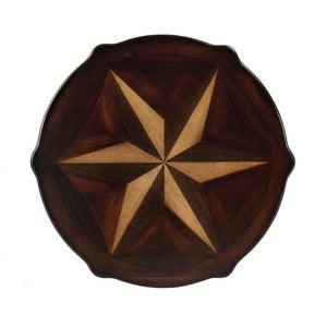 HMS 28\" Convertible Brown Wood Round Coffee Table Side Table for Living Room Home Furniture with Metal Shelf
