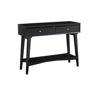 HMS 42\" Black Floor Console Table with Shelves Drawers Versatile Furniture for Entry Living Room Hotel Bedroom Farmhouse