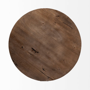 Solid Wood and Metal Round Coffee Table HMS 41 in Brown and Black-Durable and Stylish