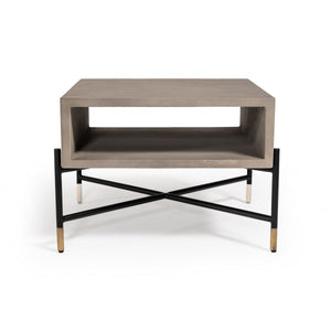 HMS 25\" Gray and Black Square Coffee Table with Shelf Made of Concrete and Metal