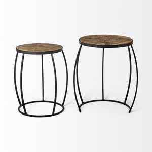 Set of Two 26\" Solid Wood Round End Tables in Black and Brown HMS Coffee Tables