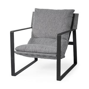 HMS 35 Wingback Chair in Gray and Black Fabric Elegant Living Room Furniture